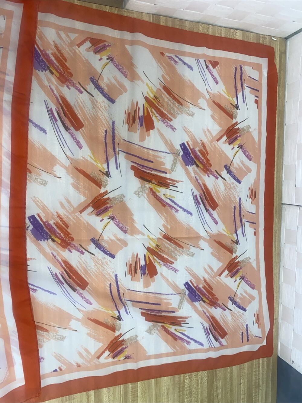 Vintage SCARF 30” Square Made in ITALY Orange Peach Purple